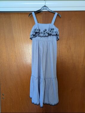 kate spade Light Blue Embroidered Ruffle Maxi Dress